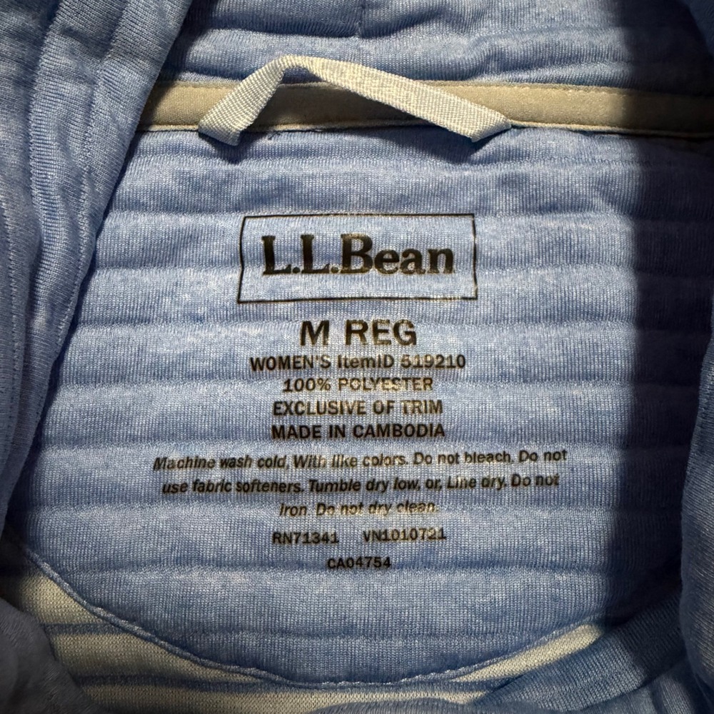 LL Bean Airlight Knit Funnelneck Pullover Sweater Blue Medium Hiking Athleisure - Picture 6 of 8